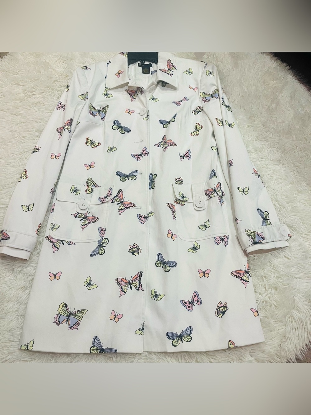 Butterfly Print Trench Coat Grace Suits Size 10 pockets